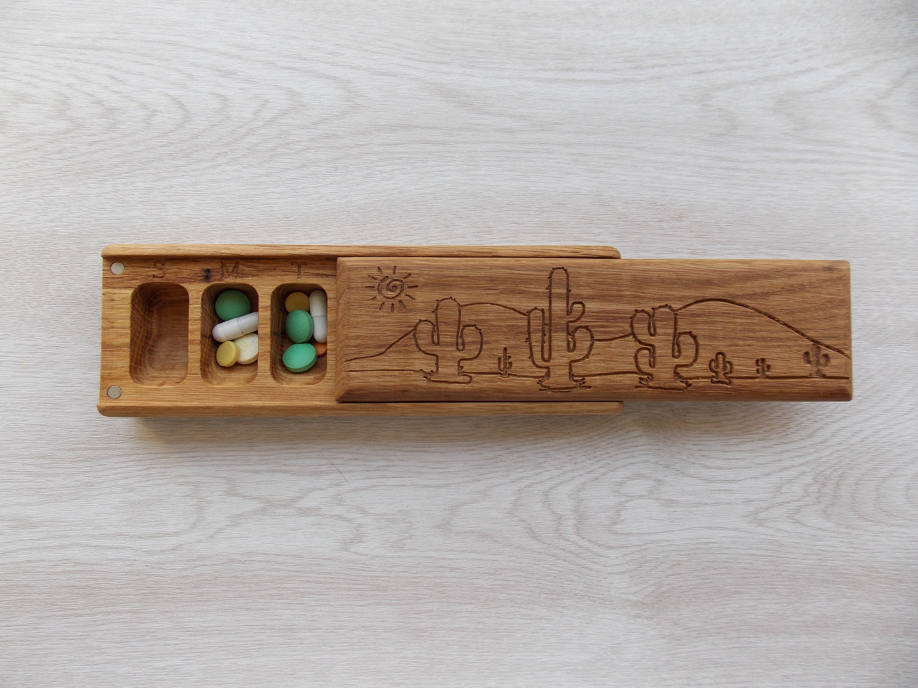 Wooden Pill Box 7 Day / Decorative Travel Pill Box / Nature Etsy UK