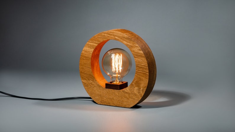Table Desk Lamp Edison / Dimmer / Modern Minimalist Loft Design / Edison Bulb / Home Decor / Night Bedside Lamp For Kids Bedroom Oak wood
