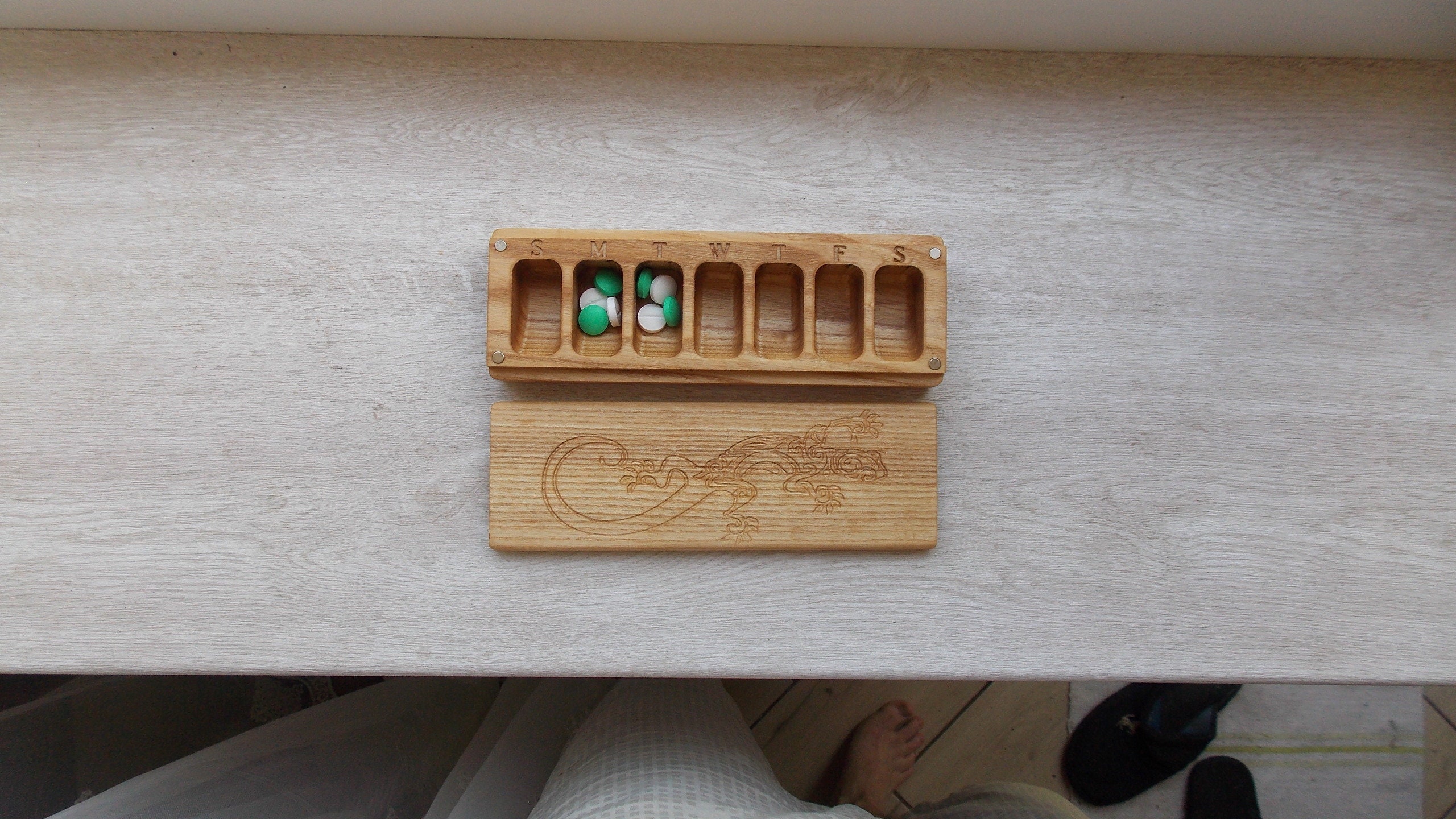 Wooden Pill Box 7 Day / Decorative Travel Pill Box / Etsy