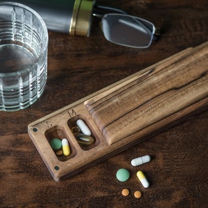 7 Day Wooden Pill Box: Weekly Travel Organizer