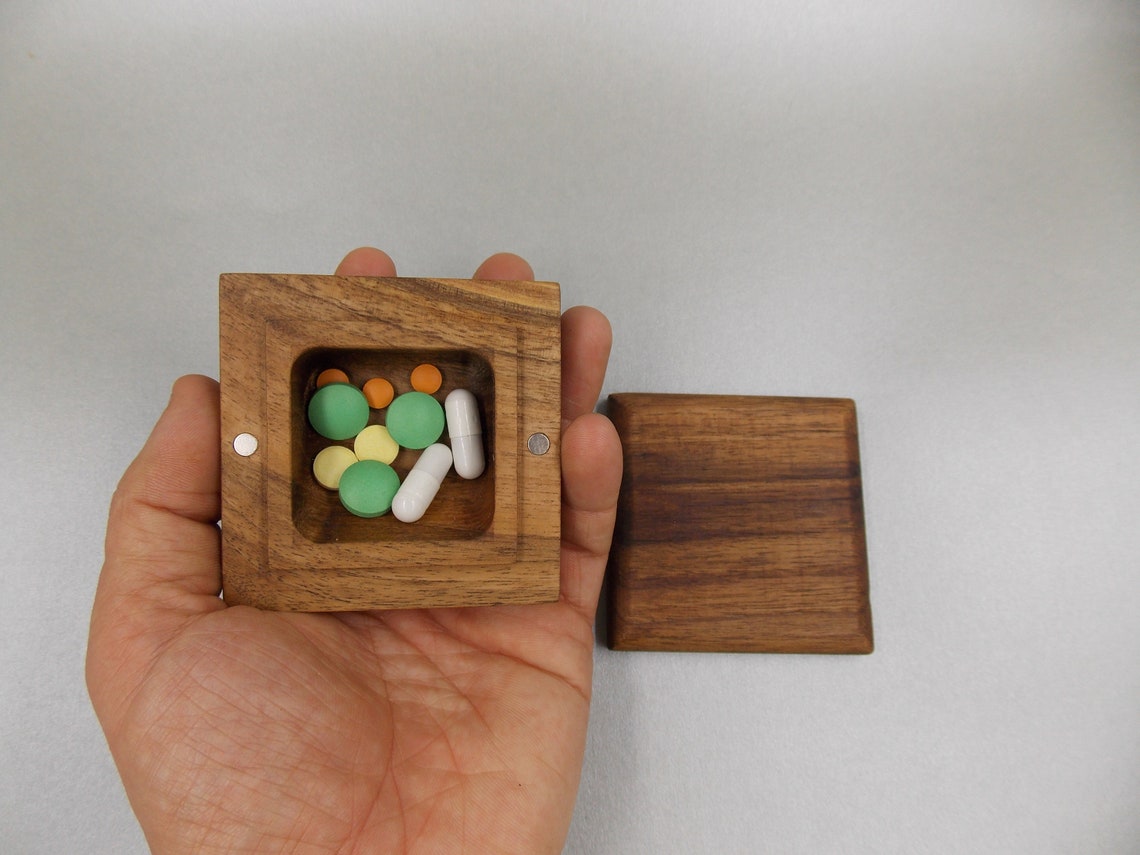 Wooden Small Pill Box /Decorative Travel Pill Box / Nature Etsy