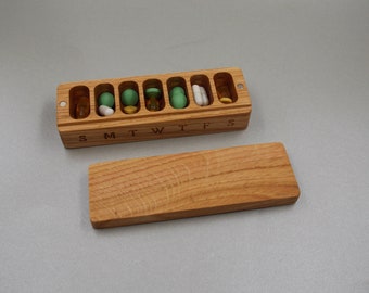 Pill Case Box 7 Day for purse / Pill Organize  weekly cute pill box/ Natural type of wood / Pill Container /Micro and Mini Pill Cases