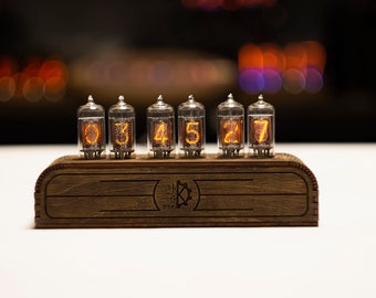 Z573m Nixie Tube Clock: RGB Wooden Dieselpunk Decor