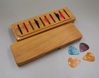 Wooden Guitar Pick box 10 Custom Personalized Plectrum Pick Holder  Musicians Gift Gifts for Him Guitar Player Hanukkah gift Christmas gifts