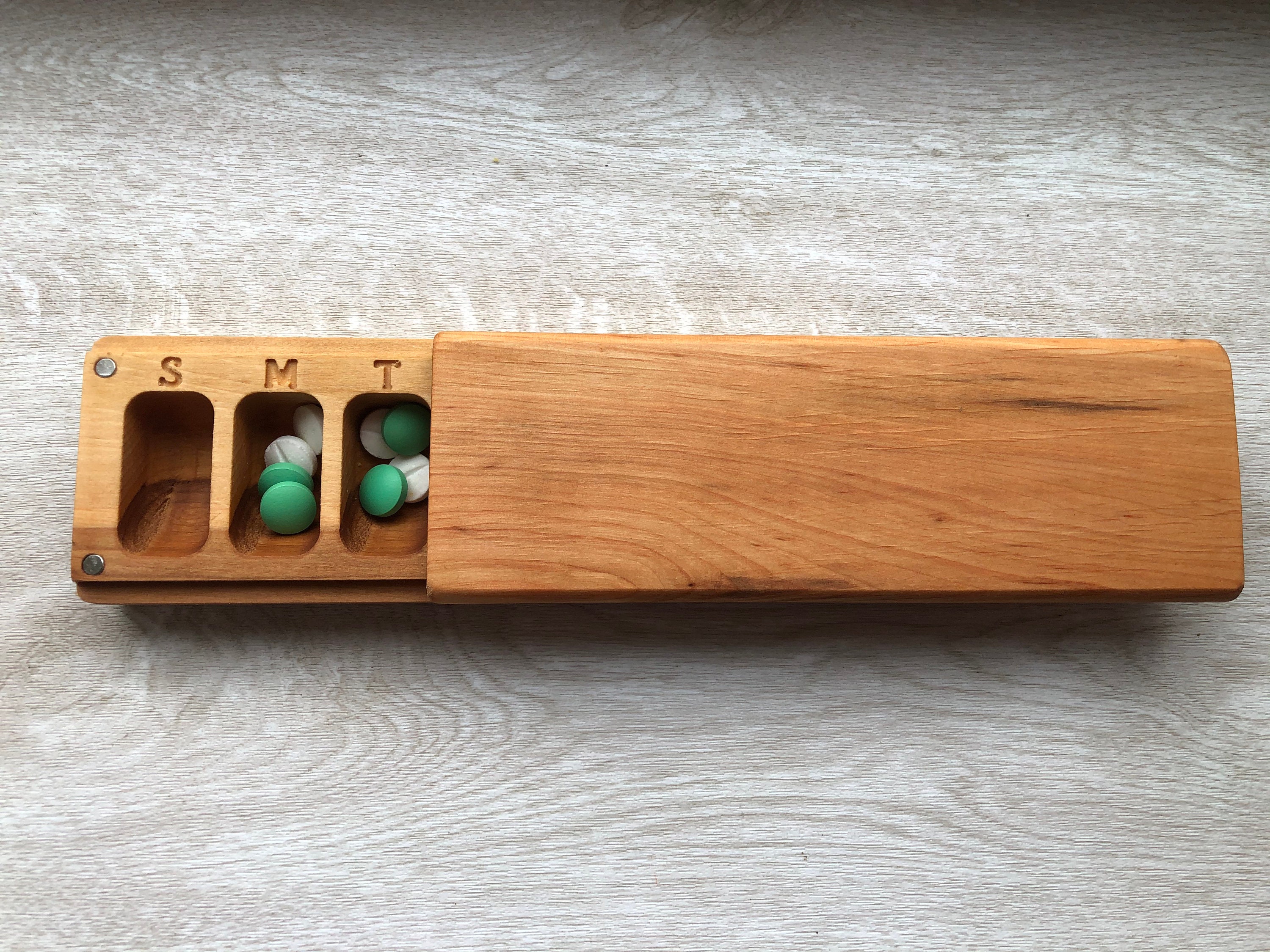 Wooden Pill Box 7 Day / Pill Case Organizer Decorative Travel Etsy UK