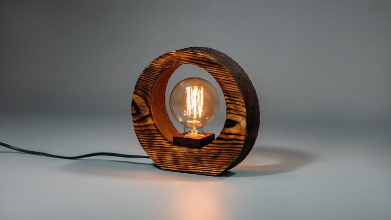 Table Desk Lamp Edison / Dimmer / Modern Minimalist Loft Design / Edison Bulb / Home Decor / Night Bedside Lamp For Kids Bedroom Pine wood