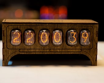 Nixie Tubes Clock IN12 Wooden Home Decor Dieselpunk Table Christmas Boyfriend Gift For Him Free Shipping