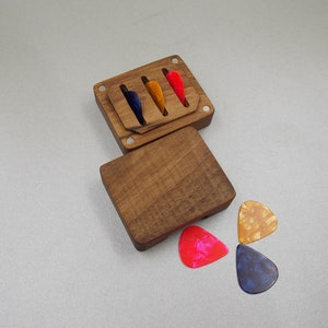 Wooden Guitar Pick box 3 Custom Personalized Plectrum Pick Holder  Musicians Gift Gifts for Him Guitar Player Hanukkah gift Christmas gifts