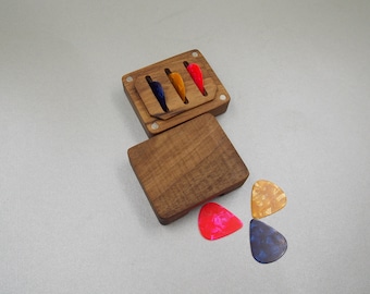 Wooden Guitar Pick box 3 Custom Personalized Plectrum Pick Holder  Musicians Gift Gifts for Him Guitar Player Hanukkah gift Christmas gifts