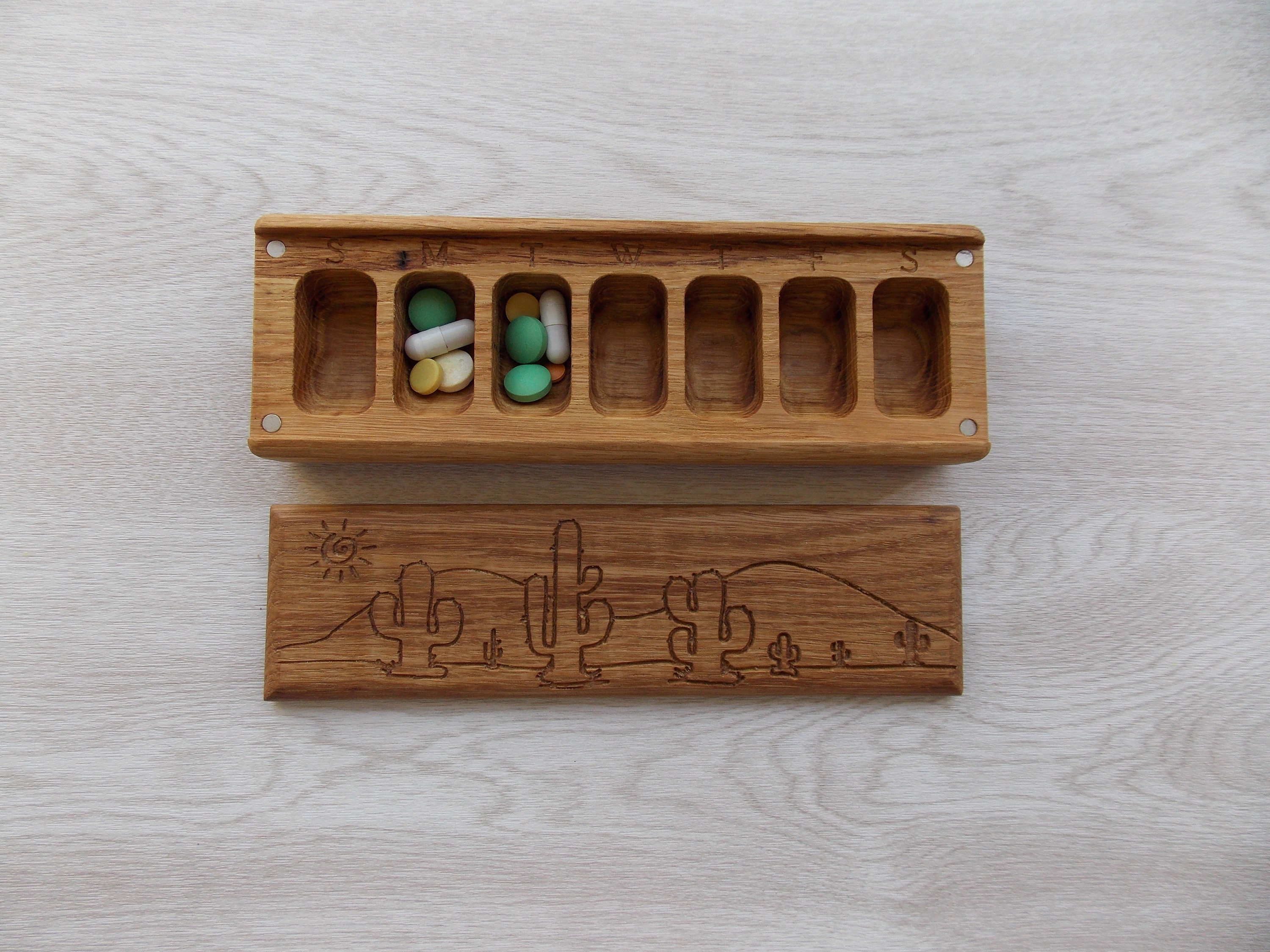 Wooden Pill Box 7 Day / Decorative Travel Pill Box / Nature Etsy UK