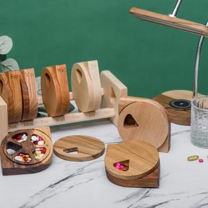 Pill Box 7 Day Night 2-4 times day Modular wooden LEMON box/Weekly pill Organizer/Natural type of wood/Pill Container/Pill Case
