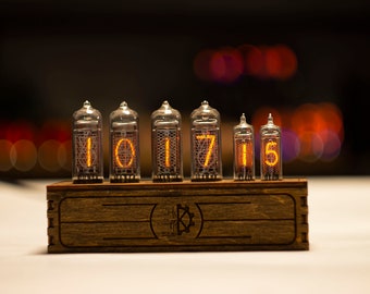 Nixie Tube Clock 4xIN14 2xIN16 RGB  Wooden Home Decor Dieselpunk Table Christmas Boyfriend Gift For Him