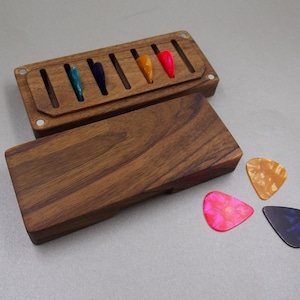 Wooden Guitar Pick box 7 Custom Personalized Plectrum Pick Holder  Musicians Gift Gifts for Him Guitar Player Hanukkah gift Christmas gifts