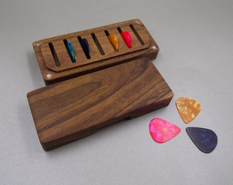 Wooden Guitar Pick box 7 Custom Personalized Plectrum Pick Holder  Musicians Gift Gifts for Him Guitar Player Hanukkah gift Christmas gifts
