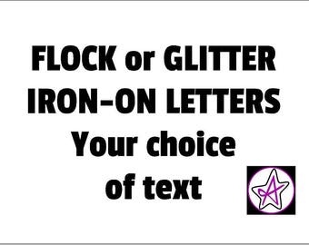 Personalised Flock, Glitter or Sparkle iron-on vinyl lettering transfer