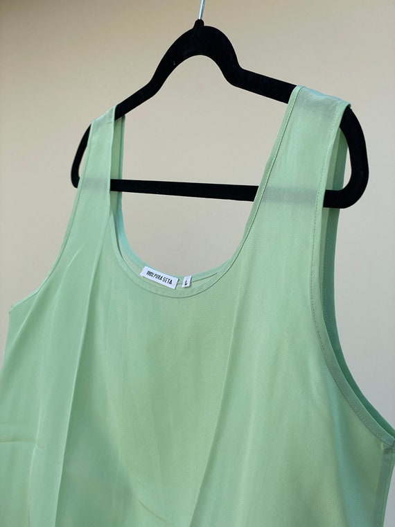 Top 100% Seta Donna – Taglia L – Colore Turchese – Senza Maniche (Nuovo Con Etichette)
