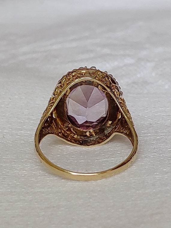 Vintage Amethyst & Seed Pearl Ring - image 4