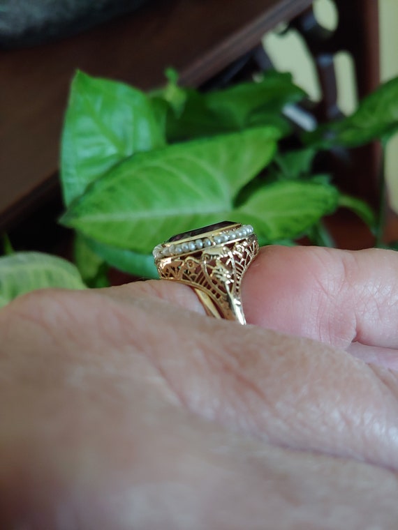 Vintage Amethyst & Seed Pearl Ring - image 9