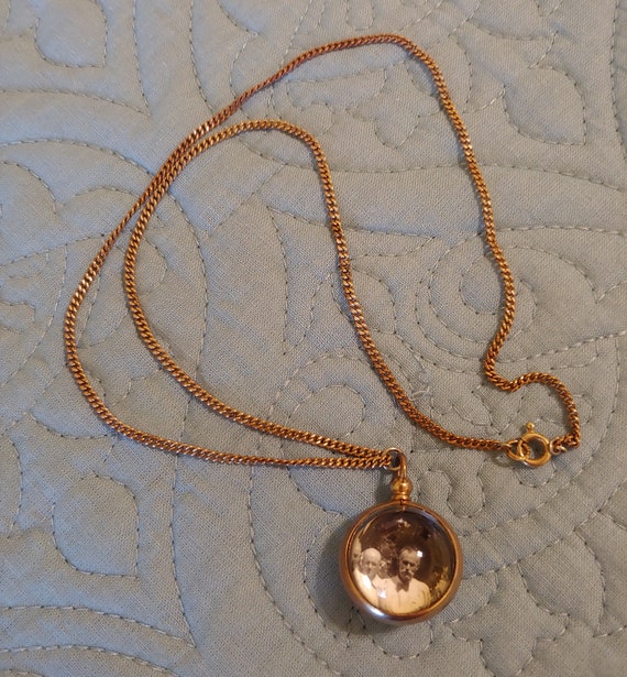 Antique Estate Pools of Light Photo Pendant Neckl… - image 1