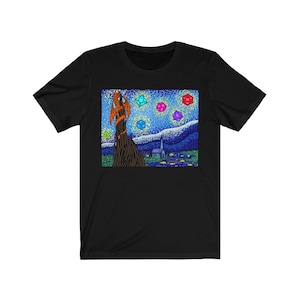 D20 Shirt, Starry Night RPG Tshirt, Starry Night Dragon Tee, Mens Roleplay Gaming Gift, Fantasy Art Apparel