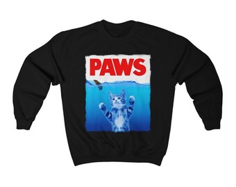 Funny Cat Sweatshirt, Paws Cat Sweater, Cute Cat Sweater, Vintage Cat Sweatshirt, Cat Lover Gift