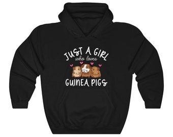 Guinea Pig Hoodied Sweatshirt, Girls Guinea Pig Lover Gift, Womens Guinea Pig Hoodies
