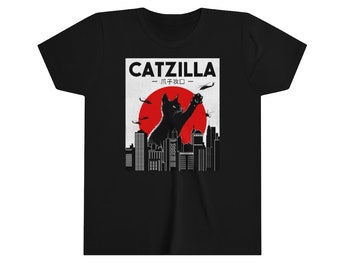 Funny Cat Kids Shirt, Catzilla Tshirt, Cat Lover Tee, Cat Girls Gift, Boys Cat Apparel