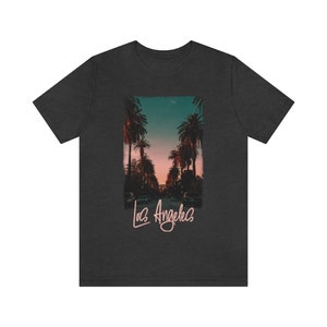 Los Angeles Tshirt, Mens LA Tee, Womens Los Angeles Shirt, Los Angeles Lover t-shirt, California Tourist Gift Dark Grey Heather