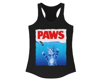 Womens Funny Cat Tank Top, Paws Tank, Funny Cat Lover Gift For Women, Womens Cat Racerback Tank Top