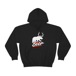 Funny Beer Hoodie, Bear and Deer Hooded Sweatshirt, Mens Funny Drinking Hoodie, Funny Hunting Apparel, Beer Lover Gifts