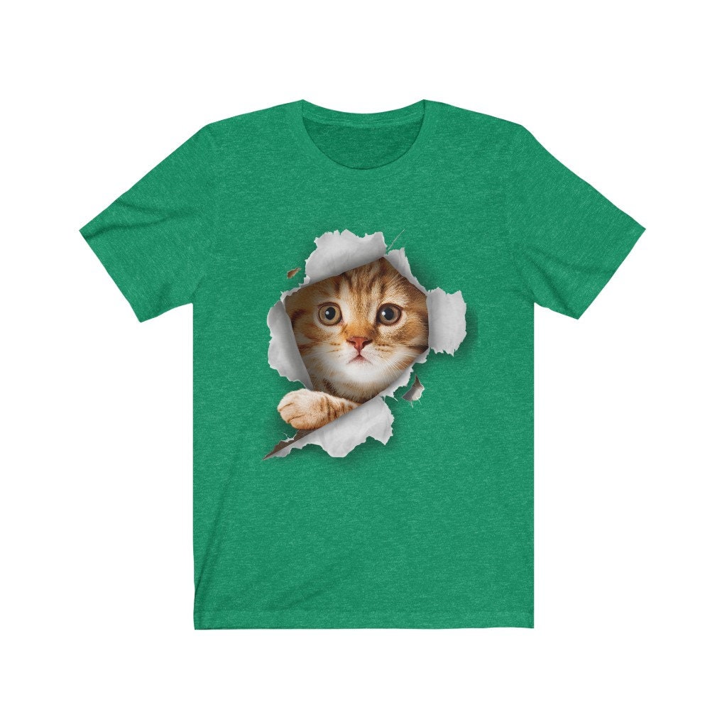 Cute Cat Shirt, Orange Cat Breaking Through, Cat Tshirt, Cat
