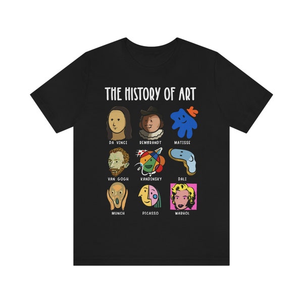 Mens Art Lover Tshirt, Womens History Of Art Tee, Art Historian Shirts, Art Student Tees, Gifts For Art Teacher, Da Vinci, Picasso, Van Gogh