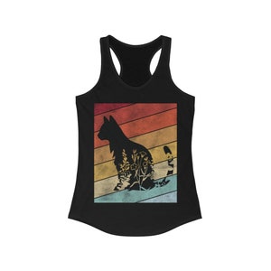 Cat Tank Top, Retro Floral Cat Racerback Tank Top, Womens Cat Lover Apparel, Cat Lover Gift