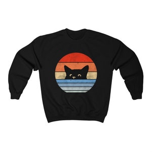 Retro Cat Peekaboo Sweatshirt, Cute Cat Sweater, Retro Cat Gift, Cat Mom Gift, Cat Lover Sweater, Cute Kitten Gift