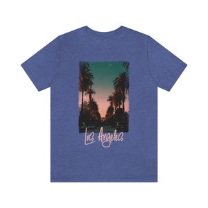 Los Angeles Tshirt, Mens LA Tee, Womens Los Angeles Shirt, Los Angeles Lover t-shirt, California Tourist Gift Heather True Royal