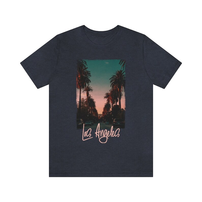 Los Angeles Tshirt, Mens LA Tee, Womens Los Angeles Shirt, Los Angeles Lover t-shirt, California Tourist Gift Heather Navy