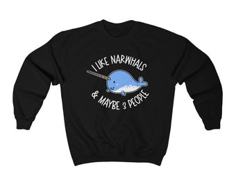 Narwhal Sweatshirt, Funny Whale Sweater, Womens Narwhal Lover Sweatshirt, Mens Whale Sweater, Whale Lover Gifts