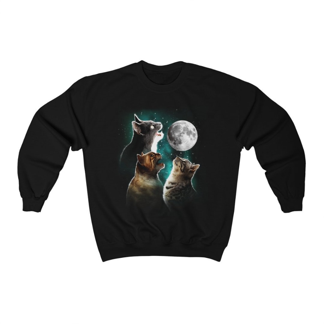 Grumpy Cat Keyboard Cat Moon Funny Cat Sweatshirt, Meowling Cats