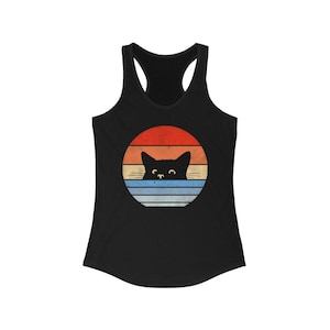 Retro Cat Peekaboo Tank Top, Cute Cat Tank, Retro Cat Shirt, Cat Mom Gift, Cat Lover Tank Top, Cat Gift