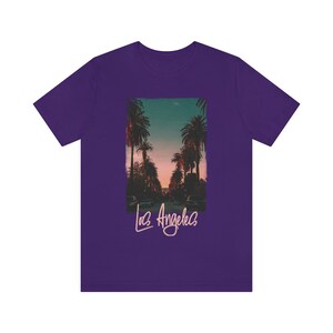 Los Angeles Tshirt, Mens LA Tee, Womens Los Angeles Shirt, Los Angeles Lover t-shirt, California Tourist Gift Team Purple
