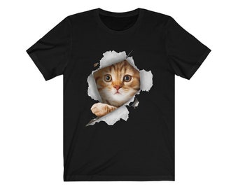 Cute Cat Shirt, Orange Cat Breaking Through, Cat Tshirt, Cat Gift, Kitten Tshirt, Cat Tee Shirt, Cat Lover Shirt, Bella Canvas Shirts