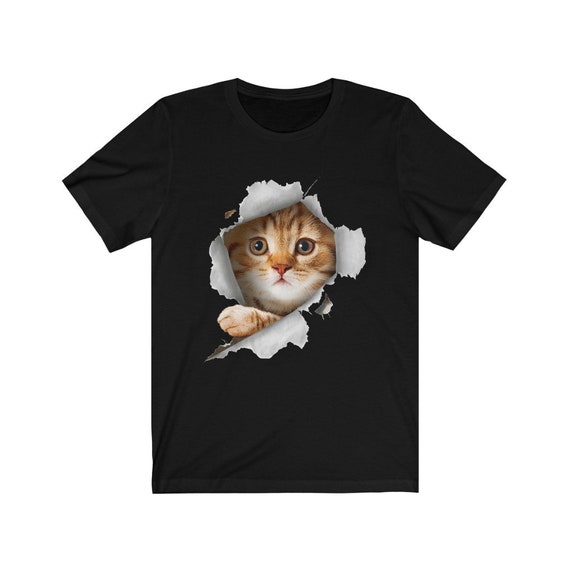 Sweet Kitten Torn Cloth 3d T-Shirt - Funny Cat Lover Tee Sweet Kitten Torn Cloth 3d T-Shirt - Funny Cat Lover Tee
