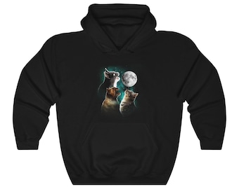 Funny Cat Hoodie, Meowling Cats Hooded Sweatshirt, Womens Cat Apparel, Mens Cat Clothing, Cat Lover Gift