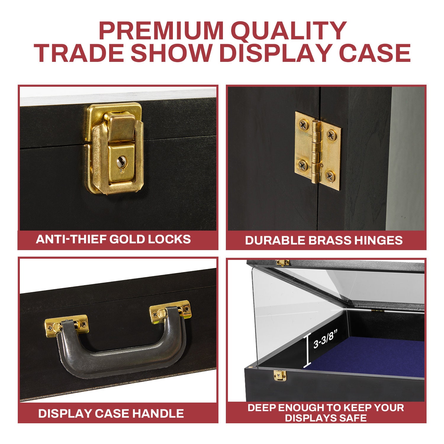 trade show display case for cards Locking 36x24 Portable Display Case For Jewelry, Coins,trading Cards, Baseball Cards & Collectibles