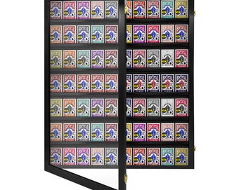 deck of cards display case Pennzoni Small Tabletop Trade Show w/ Wooden Dowels, Cherry w/ Black Felt It has outside dimensions of 32 inch width What do you have on