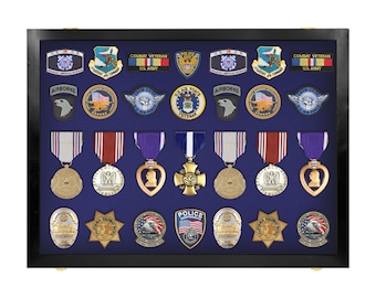 Vitrine d'épingles et présentoir de médailles / Shadow Box pour l'armée / la police / les scouts / les écussons de l'armée / Fabriqué aux États-Unis !