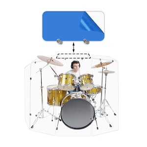 PENNZONI Drum Shield Deflector Panel w/ Chrome Connectors, Top Deflector Panel w/ 2 Connectors, Clear Acrylic Deflector Panel, Single