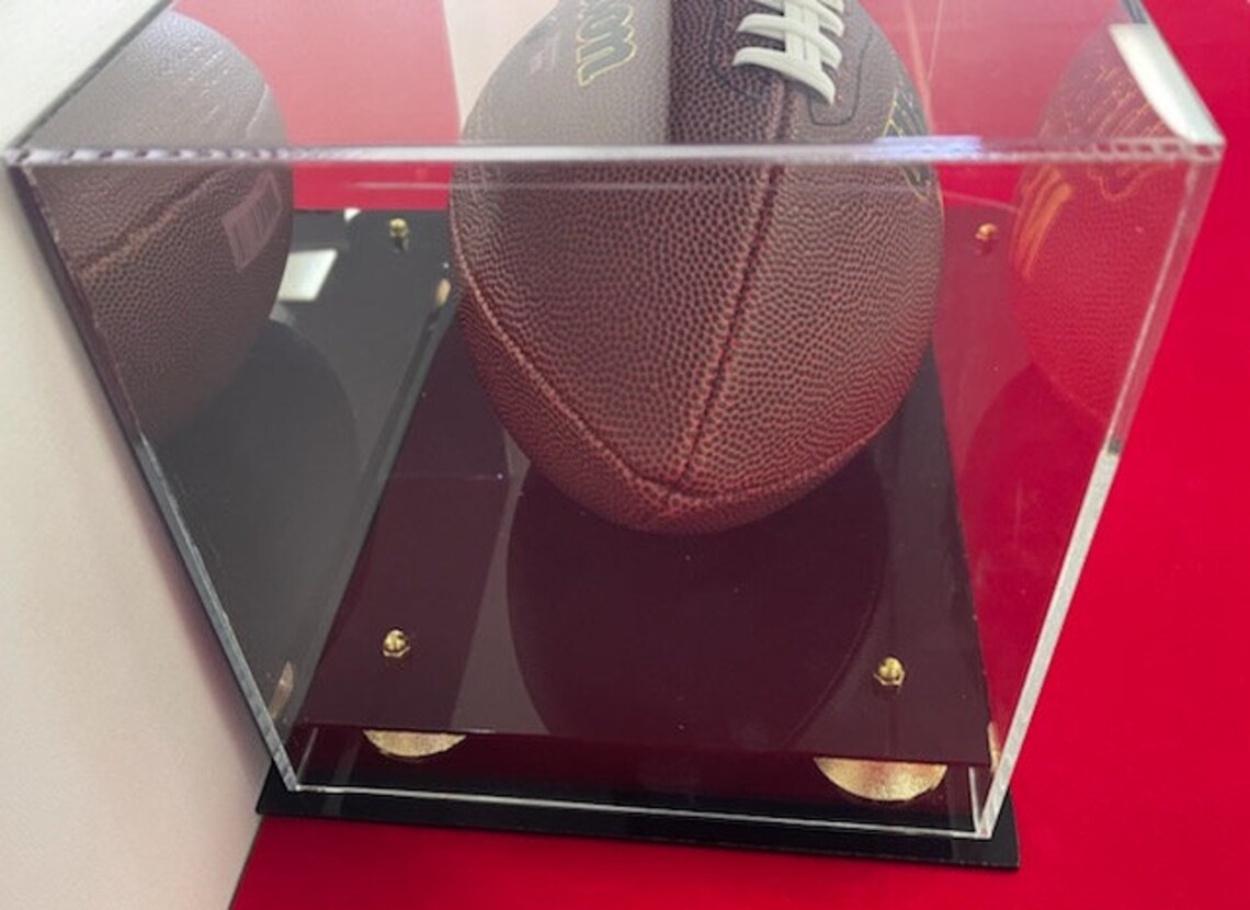 Acrylic Football Display Case With Black Acrylic Baseacrylic Etsy