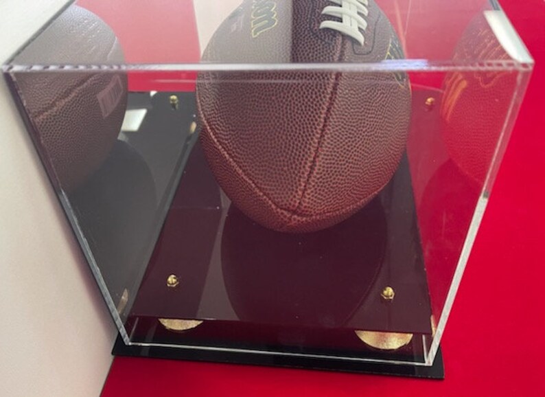 Acrylic Football Display Case With Black Acrylic Baseacrylic Etsy
