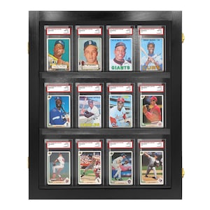 Vitrine de cartes de sport de baseball classées, vitrine pour cartes de sport classées, vitrine de cartes, PSA, Beckett, BGS, noir brillant 12 PSA